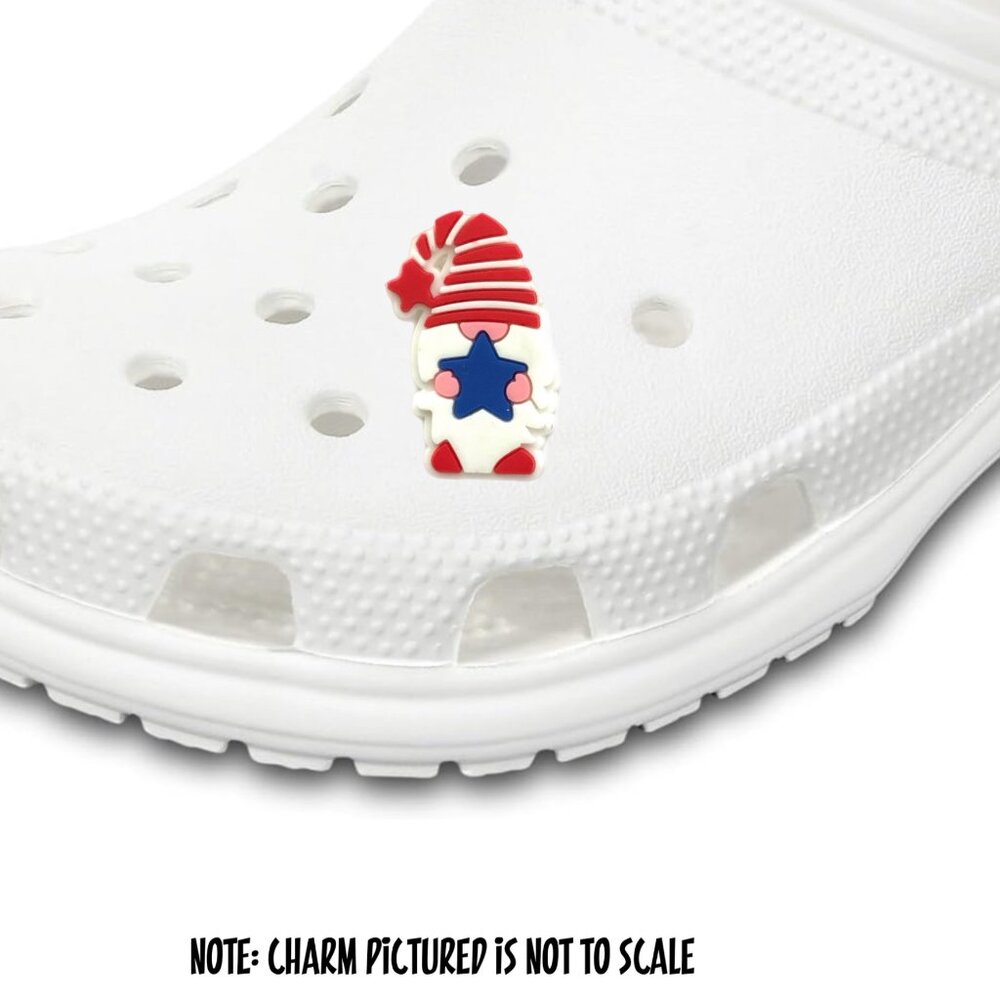 Patriotic Gnome Red White Blue Star Croc Charm